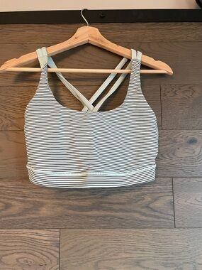 lululemon Energy Bra Striped Mint & Black Sports Bra